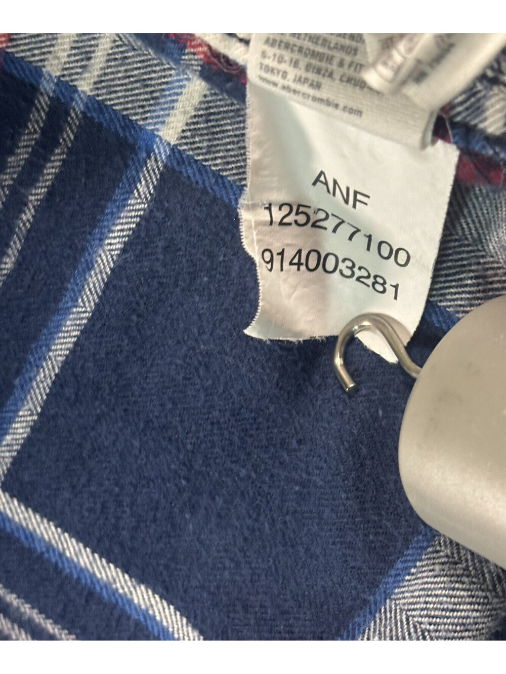 Abercrombie & Fitch Flannel Shirt Men XXL Muscle Fit Plaid Navy Red White Moose - Picture 5 of 9